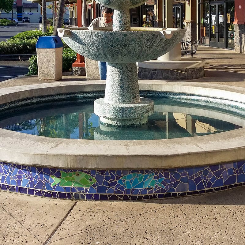 Outdoor tiled fountain